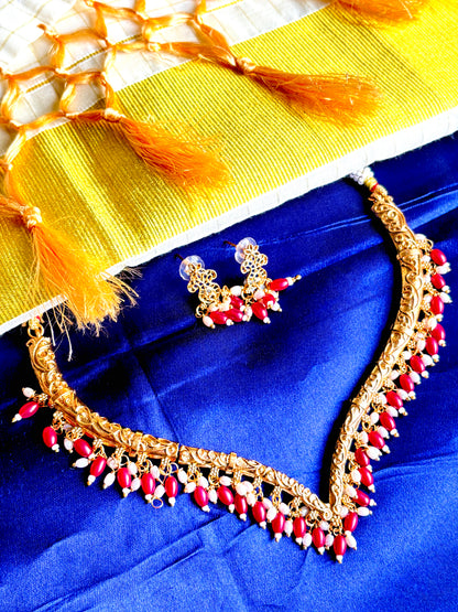 Crimson Ruby Drop Necklace Set