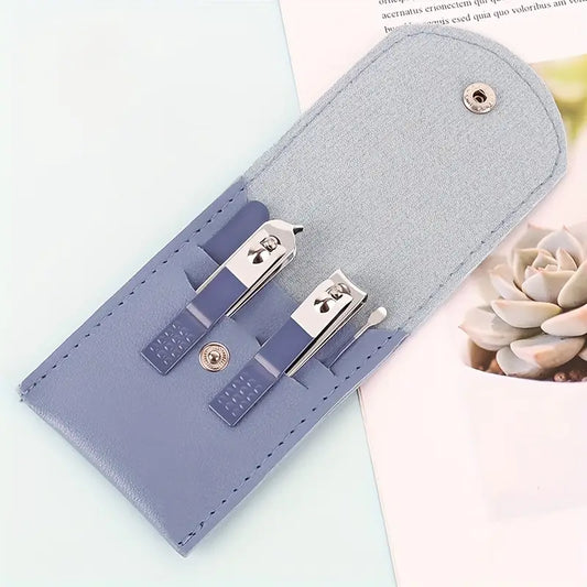 4pcs Professional Stainless Steel Manicure Set – Clippers, Cuticle Nippers, File & Spoon Pusher