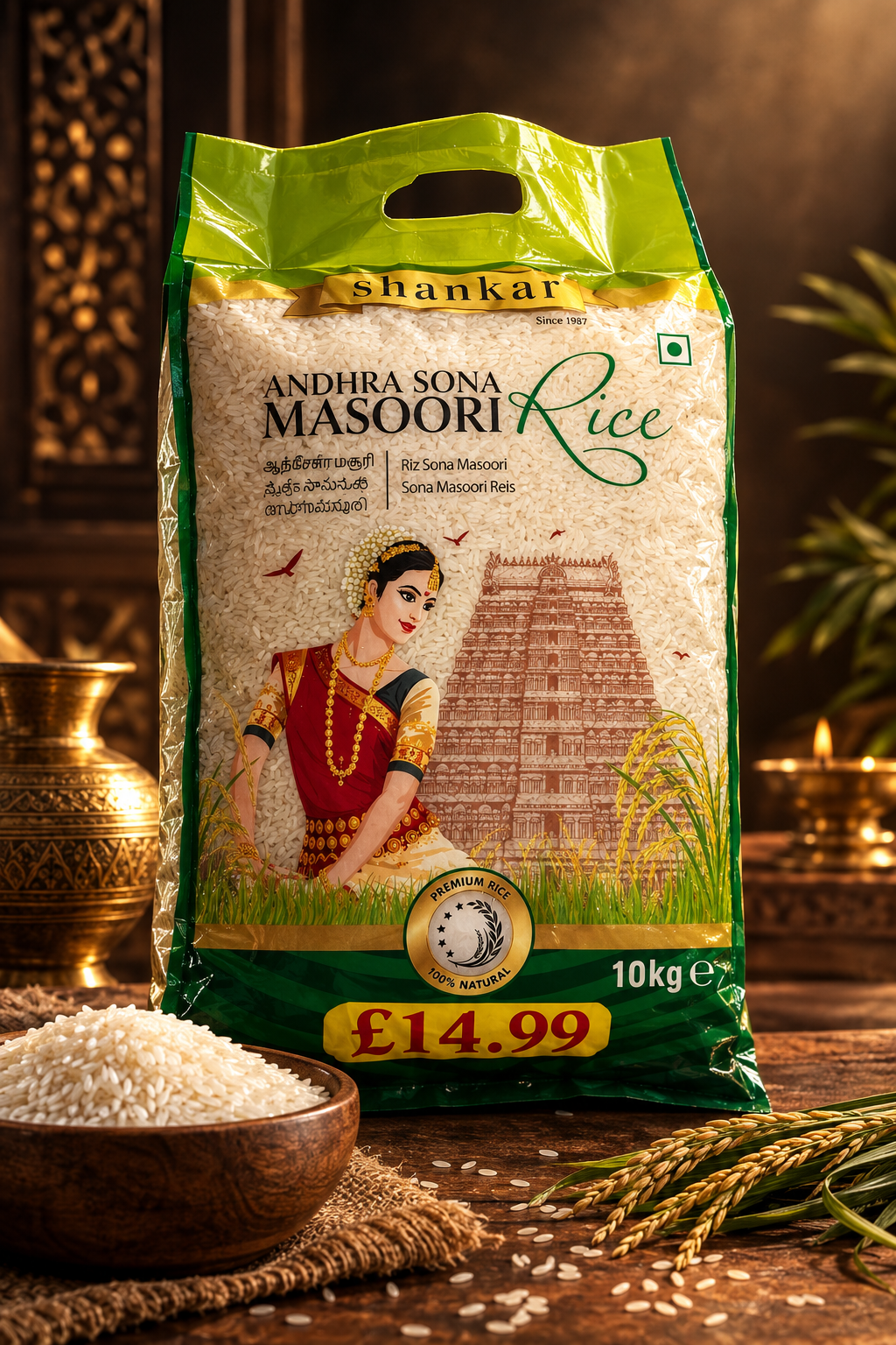 Shankar Premium Andhra Sona Masoori Rice 10kg