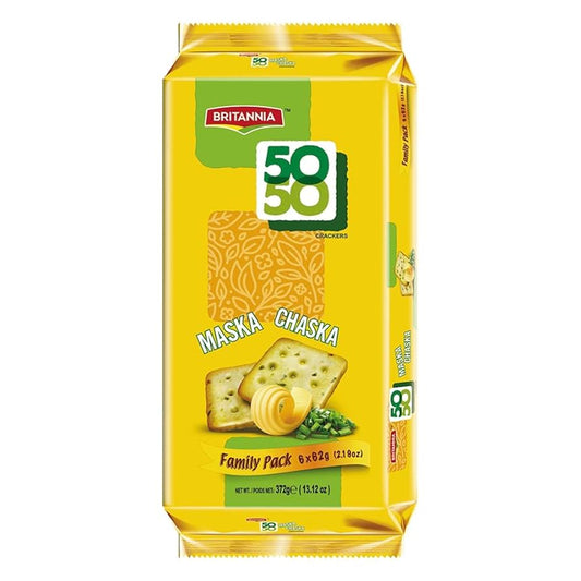 Britannia 50-50 Maska Chaska Biscuit 372g – The Perfect Sweet & Salty Snack!
