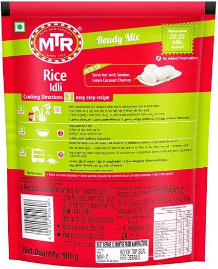 MTR Rice Idli Mix – 500g Traditional Soft Rice Idlis