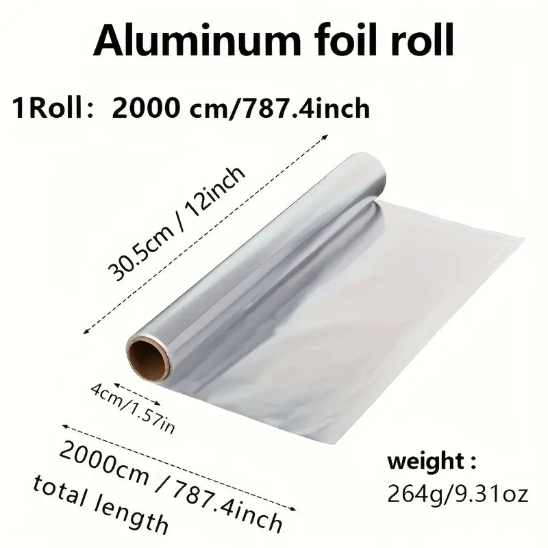 Heavy-Duty Aluminum Foil Roll – 20m Non-Stick for Baking, Grilling & Holiday Cooking