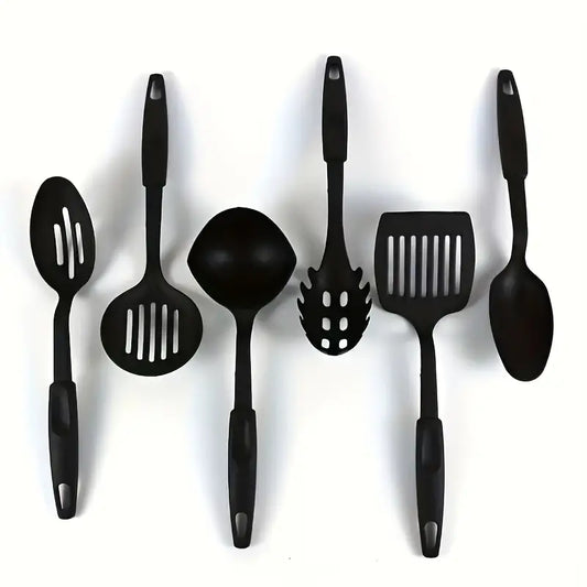 Durable Cooking Tool Set -  6-Piece Essentials with Spoon, Spatula, Pasta Server & More for Outdoor Camping & Hiking