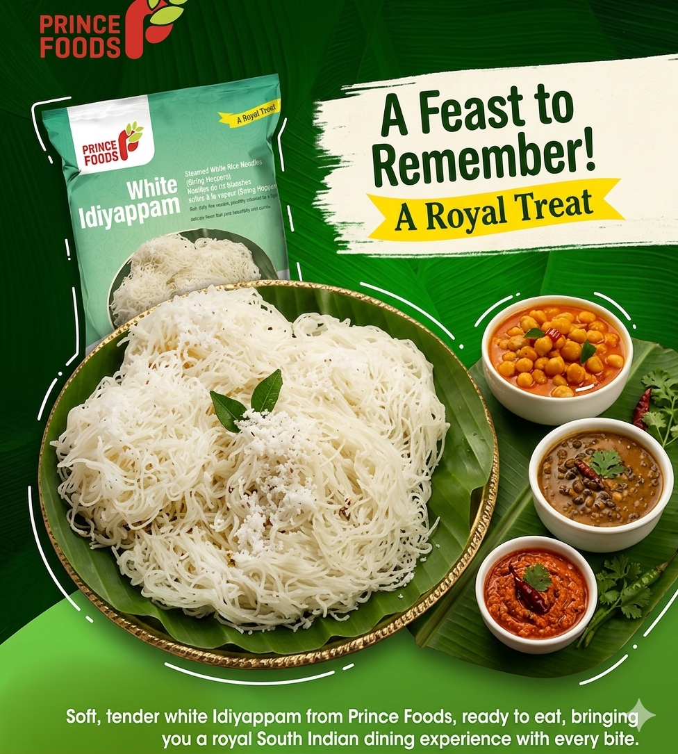 Prince Frozen Idiyappam White 1 Kg/ Family Pack