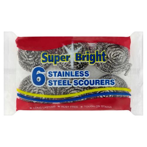 Superbright Stainless Steel Scourers 6pc