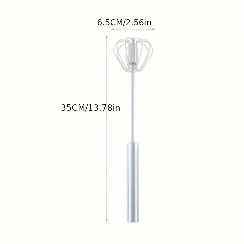1pc Multifunctional Stainless Steel Whisk & Milk Frother – Push-Action Blender for Cream, Eggs & More