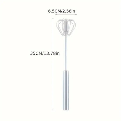 1pc Multifunctional Stainless Steel Whisk & Milk Frother – Push-Action Blender for Cream, Eggs & More