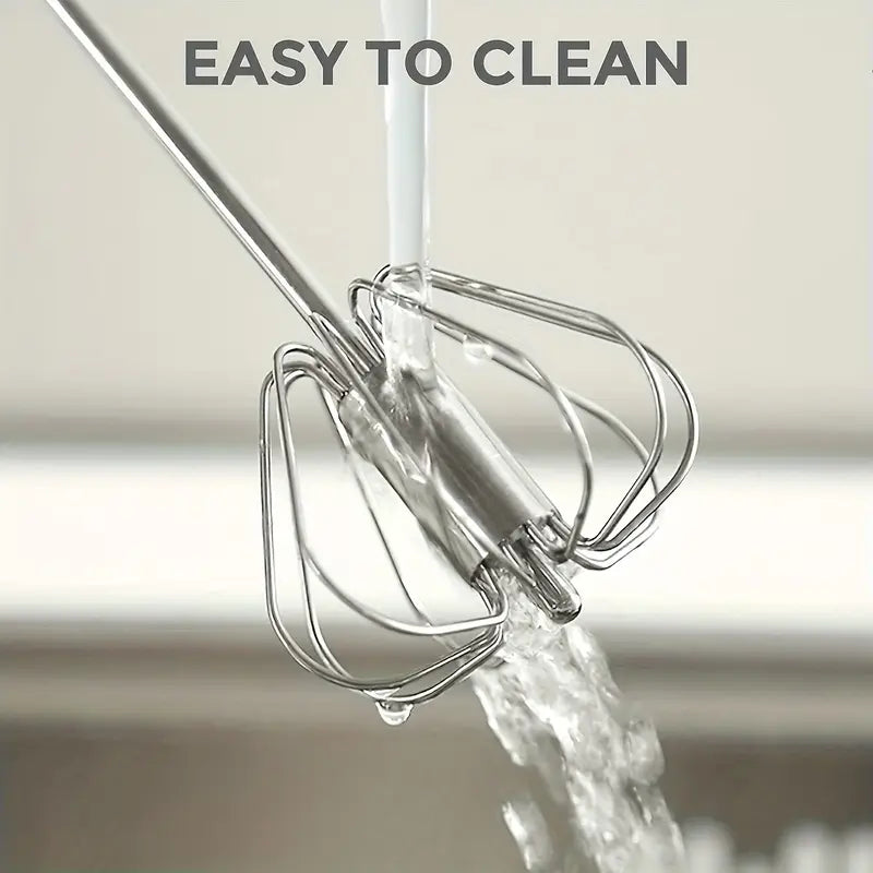 1pc Multifunctional Stainless Steel Whisk & Milk Frother – Push-Action Blender for Cream, Eggs & More