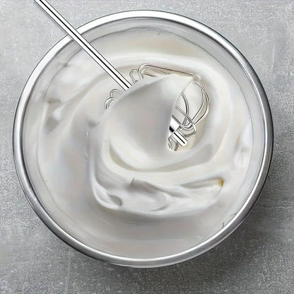 1pc Multifunctional Stainless Steel Whisk & Milk Frother – Push-Action Blender for Cream, Eggs & More