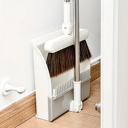 2-in-1 Broom and Dustpan Set – Compact, Upright Standing Design for Easy Sweeping