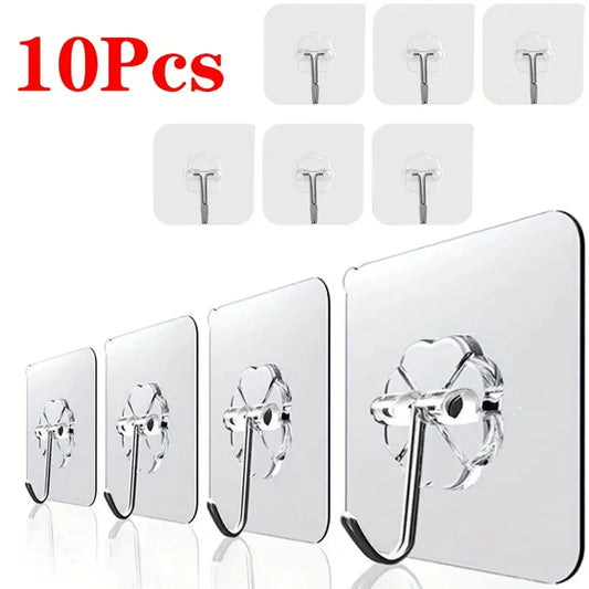 10pcs Transparent Suction Cup Wall Hooks