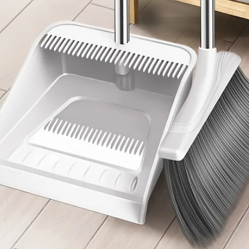 2-in-1 Broom and Dustpan Set – Compact, Upright Standing Design for Easy Sweeping