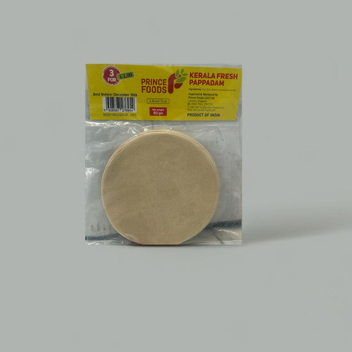 Kerala Fresh Pappadam Frozen- 3 for 1.99  – Crispy & Light Snack to Complete Your South Indian Meal